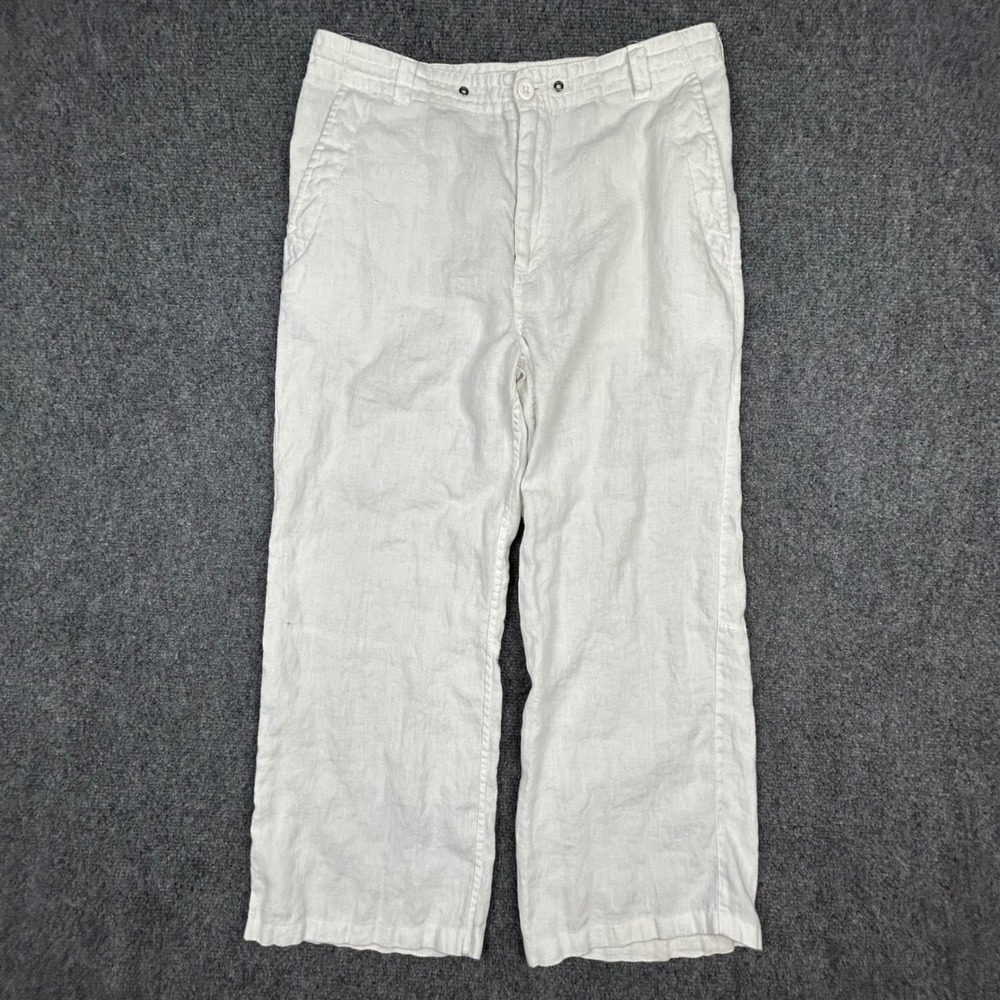 H&M L.O.G.G. Linen Pants Mens 32 White Coastal Summer Straight Leg Trousers